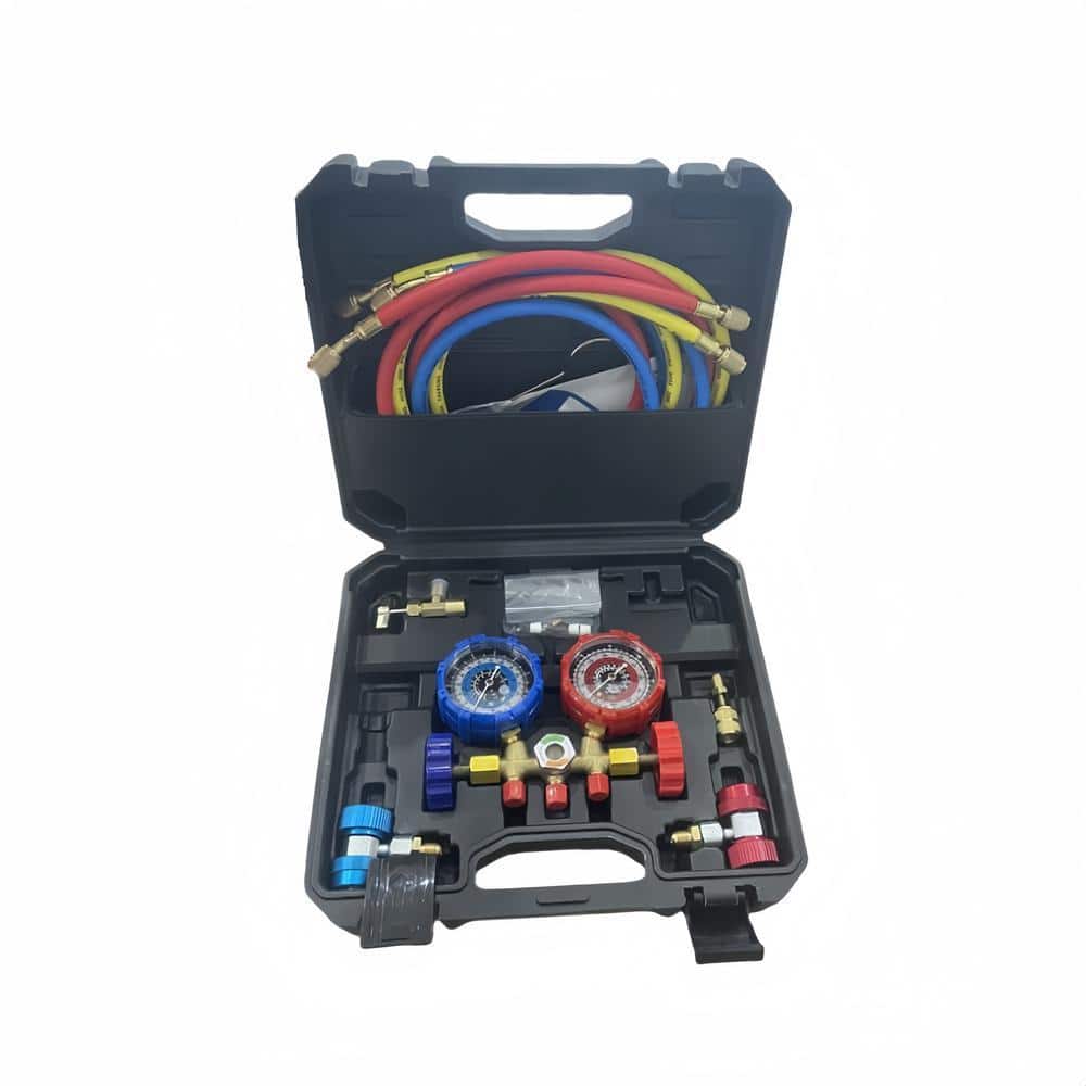 Lukvuzo 3-Weg AC Manifold Manometer Set voor R134A R22 R12 R502 Koudemiddel met 5 ft. Slangen